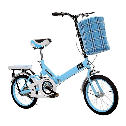 Folding Bike : DQWGSS Folding Bike Adults Lightweight Mini Adjustable Seat and Handlebar with Safety Brakes Road Bike for Men Women Kids, Blue