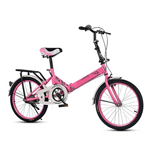 Folding Bike : DQWGSS Folding Bike Adults with Safety Brakes Adjustable Seat and Handlebar City Road Bike for Men Women Child, Pink, L