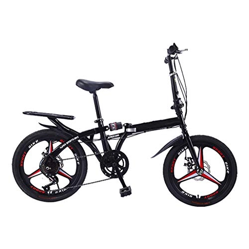Folding Bike : DQWGSS Folding Bike Variable Speed with Safety Brakes and Shock Absorbers Adjustable Seat and Handlebar Foldable Road Bike for Adult Teen, Black, L