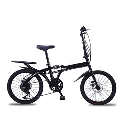 Folding Bike : DQWGSS Folding Bike Variable Speed with Safety Brakes and Shock Absorbers Adjustable Seat and Handlebar Foldable Road Bike for Men Women Teen, Black, L