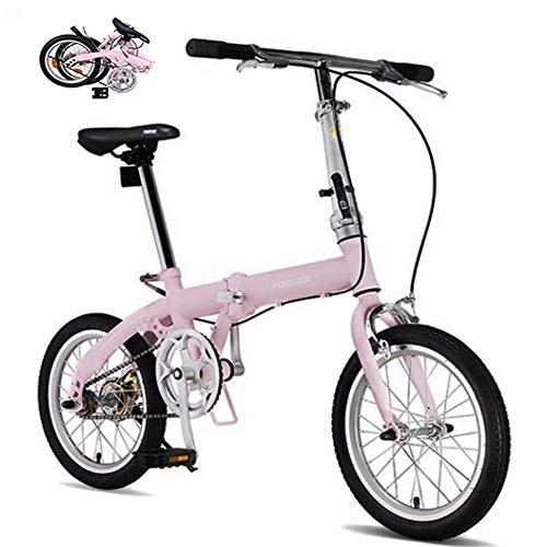 Folding Bike : DRAGDS 16 inch Mini Girl's Folding Bike, Student Single Speed Bicycle, Adjustable Seat Bike for Teen and Student, 16 inch