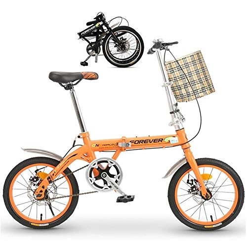 Folding Bike : DRAGDS 16Inch Adult Folding Bike, Carbon Steel Student Single Speed Bicycle, Adjustable Saddle and Handlebar Bike for Teen and Children, 16 inch