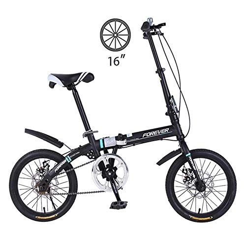 Folding Bike : DRAGDS 16Inch Student Mini Folding Bike, High Carbon Steel Frame Foldable Bike, Casual Men and Women Commuter Bike with Disc Brake, Comfortable Seat and Non-Slip Tire, 16 inch
