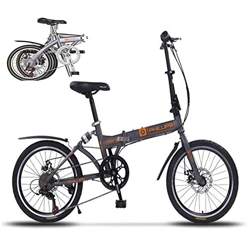 Folding Bike : DRAGDS 20 inch Folding Bike, 7-Speed Cycling Commuter Foldable Bicycle for Adult Student, Lightweight Carbon Steel Foldable Adult Bicycle for Outdoor Sports, 20 inch