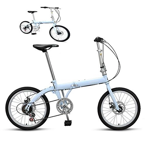 Folding Bike : DRAGDS 20Inch 6 Speed Folding Bike, Lightweight Variable Speed Bicycle, Double Disc Brake Portable Bicycle of Adjustable Seat for Teen and Student, 20 inch