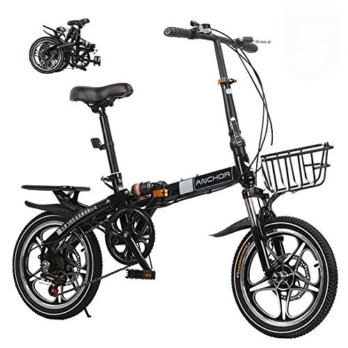 Folding Bike : DRAGDS 20Inch Folding Bicycle Bike, Adult City Variable Speed Bicycle of Carbon Steel Frame, Portable Student Bicycle Folding Carrier Bicycle Bike