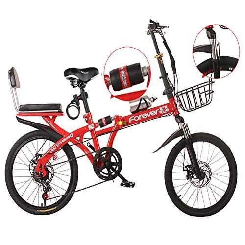 Folding Bike : DRAGDS 20Inch Folding Bike, 7-Speed Variable Speed Student Portable Bicycle of Double Disc Brake, Free Installationn, Anti-Skid Tires for Adult and Student, 20 inch