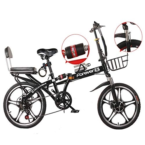 Folding Bike : DRAGDS 20Inch Folding Bike, Lightweight Variable Speed 5- Cutter Wheel of Bicycle, Free Installation, Double Disc Brake Portable Bicycle of Adjustable Seat, 20 inch