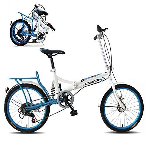 Folding Bike : DRAGDS 20Inch Mini Student Folding Bike, 6-Speed Variable Speed Bicycle, Adjustable Saddle Bike with Basket for Teen and Adult, 20 inch