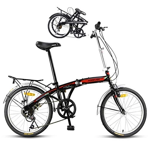 Folding Bike : DRAGDS 20Inch Student Folding Bike, 7-Speed Variable Speed Bicycle, Suspension System Small Ultra-Light Portable Bike of Adjustable, 20 inch