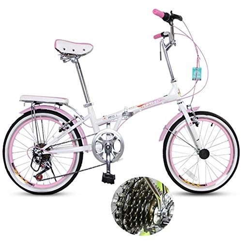 Folding Bike : DRAGDS 20Inch Student Folding Bike, 7-Speed Variable Speed Carbon Steel Bicycle, Suspension System Bike of Adjustable for Adult and Teen, 20 inch
