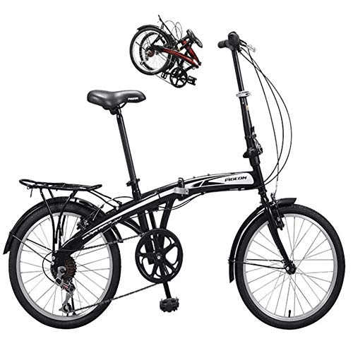 Folding Bike : DRAGDS 20Inch Student Folding Bike, 7-Speed Variable Speed Lightweight Bicycle of Double Disc Brake, Free Installationn, Anti-Skid Tires for Adult and Teen, 20 Inch / 7 Speed