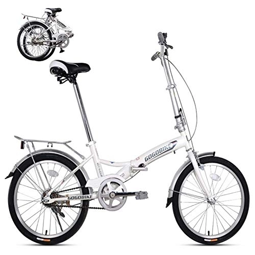 Folding Bike : DRAGDS 20Inch Student Folding Bike, Children Commuter Single-Speed V-Brake of Carbon Steel Frame of Bicycle, Lightweight City Road Cycling of Adjustable Seat, 20 inch