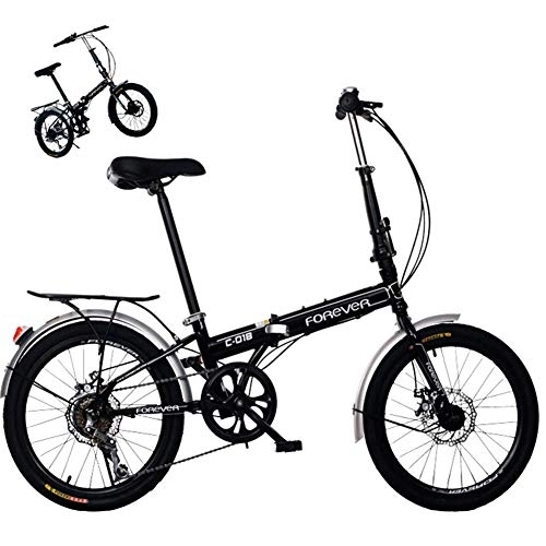 Folding Bike : DRAGDS 20Inch Variable Speed Folding Bike, 6-Speed Cycling Foldable Bicycle for Adult and Student, Lightweight Mini Carbon Steel Bicycle of Precision Flywheel, 20Inch