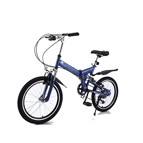 Folding Bike : DRAKE18 Folding bicycle, mountain bike 20 inch 7 speed variable adult outdoor riding trip, Blue