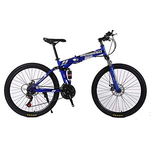 Folding Bike : DRAKE18 Folding mountain bike, 26 inch 21 speed variable speed off-road double shock absorption double disc brakes men's bicycle outdoor riding adult, A
