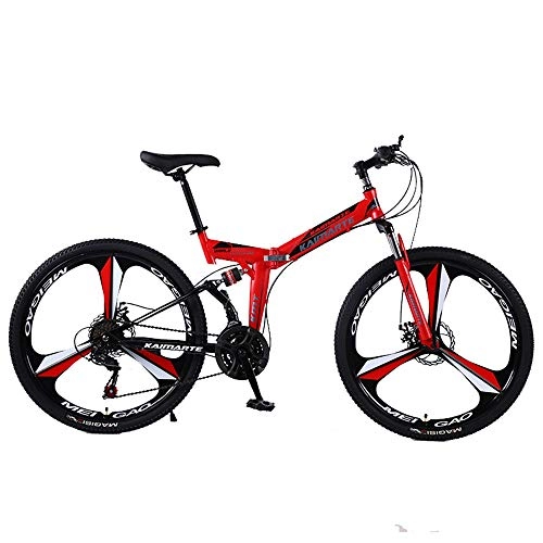 Folding Bike : DRAKE18 Folding mountain bike, 26-inch 27-speed variable speed double shock absorption double disc brakes off-road adult riding outside sports travel, A