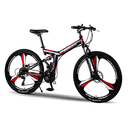 Folding Bike : DRAKE18 Folding mountain bike, 26-inch 27-speed variable speed double shock absorption double disc brakes off-road adult riding outside sports travel, C
