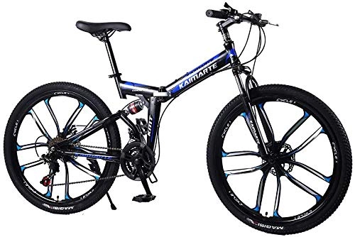 Folding Bike : Drohneks Folding Mountain Bike, 21 / 24 / 27Speed Durable Dual Suspension high-carbon steel thickened frame Great for City Riding and Commuting