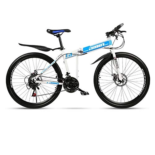 Folding Bike : DSAQAO Full Suspension Mtb Bikes, 26 Inch Folding Mountain Bike 21 24 27 30 Speed Disc Bicycle For Teens Students Adult General3 21 Speed