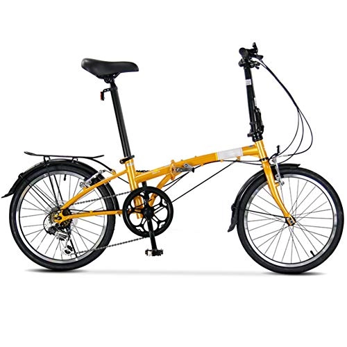 Folding Bike : DSHUJC 20" Folding Bike, Adults 6 Speed Light Weight Folding Bicycle, High-Carbon Steel Frame, Folding City Bike with Rear Carry Rack, For adults, Orange