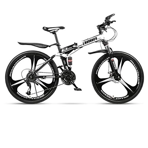 Folding Bike : Dsrgwe 26inch Mountain Bike, Folding Hard-tail Bicycles, Full Suspension and Dual Disc Brake, Carbon Steel Frame (Color : Black, Size : 21-speed)