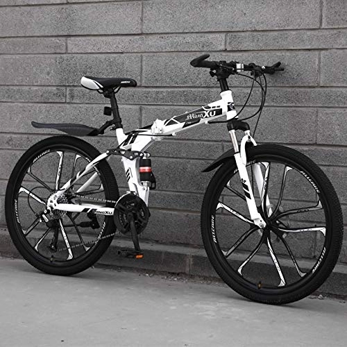 Folding Bike : Dszgo Ten Knives, Male And Female Students, Variable-speed Urban Bicycles Adult Mountain Off-road Bicycles Black Patterns 21 / 24 / 27 Speed 26-inch Wheels Shock-absorbing Bicycles, Foldable Frame