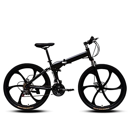 Folding Bike : Dual Disc Brake Folding Bike, Comfortable Mobile Portable Compact Lightweight Folding Mountain Bike Adult Student Lightweight Bike, Black, 24 inches