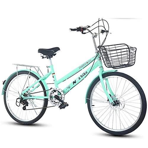 Folding Bike : DULPLAY Foldable Bicycle, Lightweight Commuter City Bike 7 Speed Easy To Install For Adult Unisex Green 7 Speed 22inch