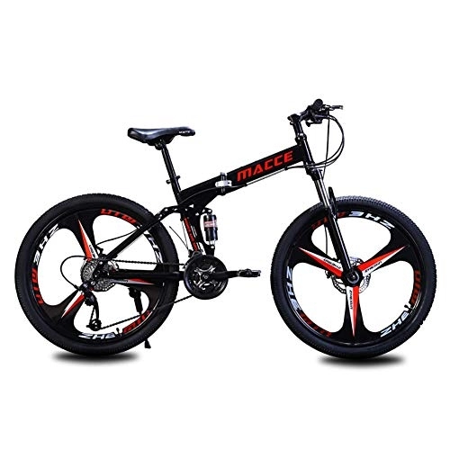 Folding Bike : DULPLAY Mountain Bicycle, 24 Inch 24 Speed Variable Speed Double Shock Absorption Mountain Bike, Folding Mountain Bikes Black 24", 24-speed