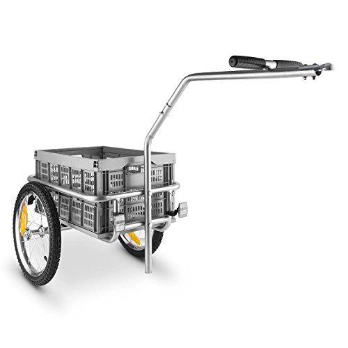 Folding Bike : DuraMaxx Bigbig Box Bicycle Trailer Wagon Sturdy Steel Removable Foldable Box Attachable (40l, 40kg Load, Easy Transport) Silver