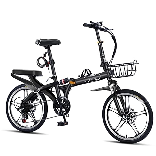 Folding Bike : Dxcaicc Foldable Bicycle Folding Bike with 7 Speed Gears and Fenders, Height Adjustable High Carbon Steel Frame City Bicycle Easy Folding, Black, 20 inch