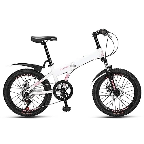 Folding Bike : Dxcaicc Folding Bike, Foldable Bicycle with 7 Speed Gears and Fenders, Height Adjustable, 20 inch Portable Bike for Adult Men and Women Teens, White