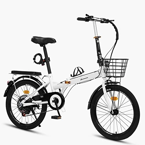 Folding Bike : Dxcaicc Folding Bike, Lightweight Folding Bike, 7 Speed Foldable Frame, 16 / 20 / 22 Inch Full Suspension Bicycle for Men or Women, White, 22 inches
