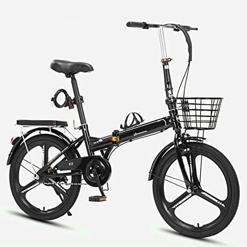 Folding Bike : Dxcaicc Folding Bike Portable Bike 16 / 20 / 22 inch High Carbon Steel Frame Easy Folding City Bicycle, Rear Carry Rack, Front and Rear Fenders, Black, 22 inches