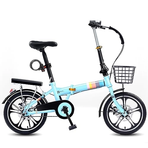 Folding Bike : Dxcaicc Folding Bike Portable Bike 16 / 20 inch High Carbon Steel Frame Easy Folding City Bicycle, Rear Carry Rack, Front and Rear Fenders, Blue, 20 inch
