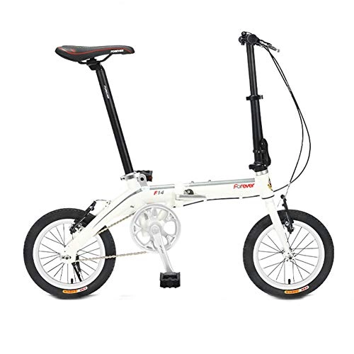 Folding Bike : Dybory Folding Bike, Folding Bike City Bike 14 Inches, Folding System Fully Assembled Bikes Fits All Man Woman Child, White