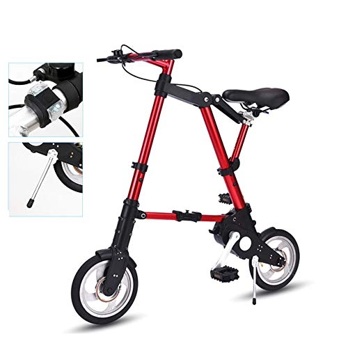 Folding Bike : DYWOZDP Lightweight Alloy Folding City Bicycle Bike, Small Portable Bicycle Adult Student Road Mountain Bike, Great for Urban Riding And Commuting, 10 Inch, Red