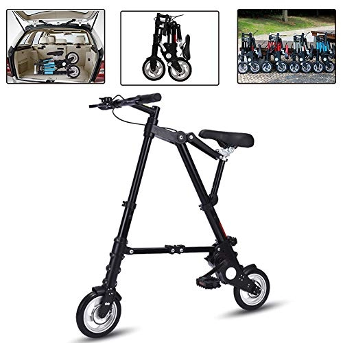 Folding Bike : DYWOZDP Portable Folding Mini Bike, Comfortable Adjustable Seat, Lightweight City Bicycle with Pneumatic Tire, Small Portable Bicycle Damping Bicycle for Adult Student, 8 Inch, Black, 1