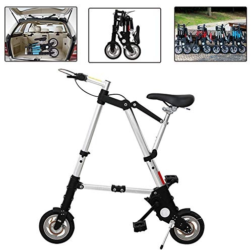 Folding Bike : DYWOZDP Portable Folding Mini Bike, Comfortable Adjustable Seat, Lightweight City Bicycle with Pneumatic Tire, Small Portable Bicycle Damping Bicycle for Adult Student, 8 Inch, Gray, 2
