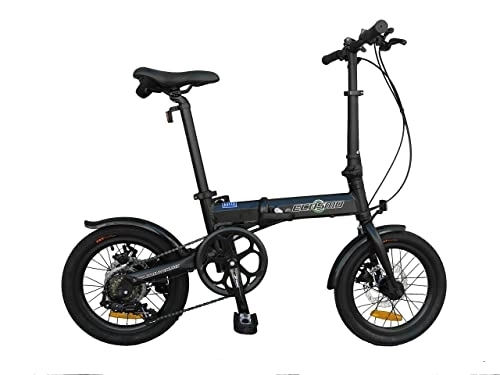 Folding Bike : ECOSMO 16" Lightweight Alloy Folding City Bike Bicycle, 6 SP, Dual Disc brakes - 16AF02BL