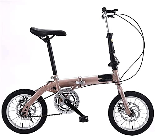 Folding Bike : Eortzzpc Adult Work Bike Road Folding Bicycle, for Men 14 Inch Wheel Carbon Racing Front and Rear Mechanical Ride, for Urban Environment and Commuting To and From Get Off Work (Color : Pink)