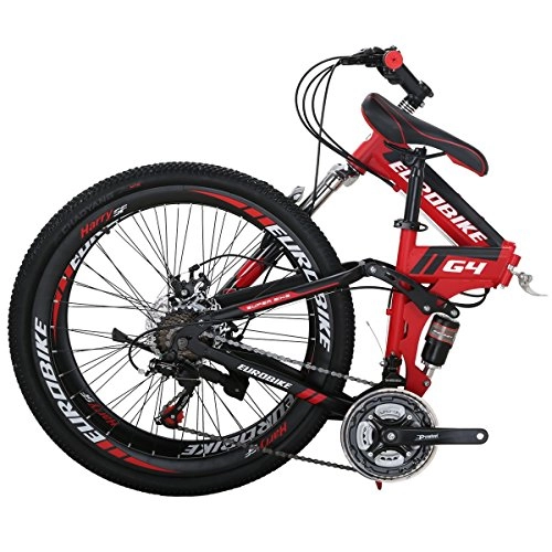 Folding Bike : Eurobike Foldable Bike, 26 Inch Comfortable Lightweight 21 Speed Finish Great Suspension Folding Bike for Men Women - Students and Urban Commuters (NOTE Not suitable for Taller than 6'1")