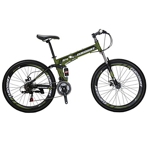 Folding Bike : Eurobike Foldable Bike, 26 Inch Comfortable Lightweight 21 Speed Finish Great Suspension Folding Bike for Men Women - Students and Urban Commuters (NOTE Not suitable for Taller than 6'1") Green