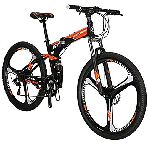 Folding Bike : Eurobike Folding Bike Mountain Bike G7 Bicycle 27.5Inch Wheels Dual Disc Brake 21 Speed Steel Frame