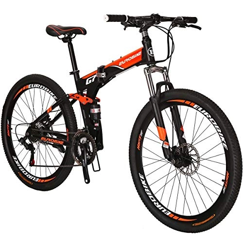 Folding Bike : Eurobike Folding Bike Tsm G7 Bicycle 27.5Inch Dual Disc Brake Bike (Orange)