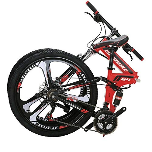 Folding Bike : Eurobike Folding Mountain Bicycles 3 Spoke Wheels Bike G4 (red)