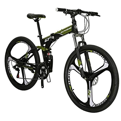 Folding Bike : Eurobike Mountain Bike 27.5 inch Foldable Mens and Women Adult Bicycle 3 Spoke WheelsG7 (green)