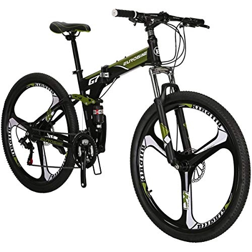 Folding Bike : Eurobike Mountain bikes, Tsm G7 Bicycle, 27.5Inch Bike, Folding Bike Dual Disc Brake Bike (Armygerrn 3-spoke)