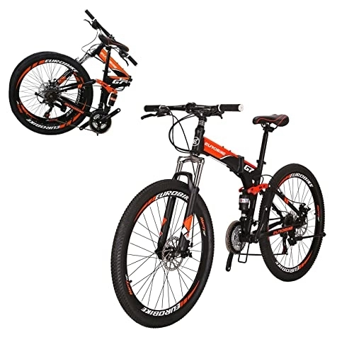 Folding Bike : Eurobike XLTL G7 Mens hardtail mountain Bike, 27.5-Inch Wheels Folding Bike, 21- Speed Disc Brakes (SPOKE Wheel)
